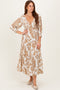 Mocha Damask Smocked Ruffle Tier Midi Dresses