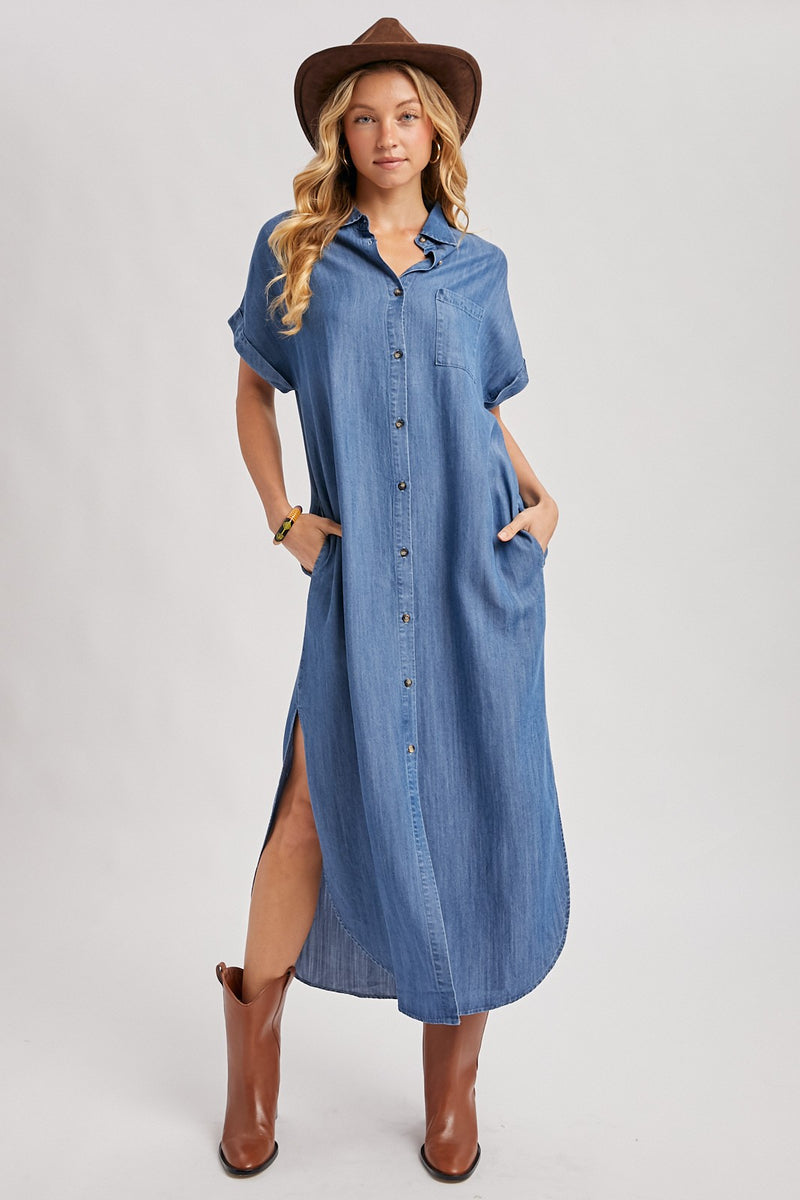 blue button dress Chambray Down Shirt Sleeve Length Modest Black Long Sleeve dev-position-resort-wear:number:17 Size:us:12