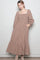 Chestnut Plaid Square Neck Long Sleeve Maxi Dress