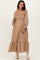 Mustard Plaid Square Neck Long Sleeve Maternity Maxi Dress