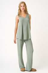 Sage Rib Knit Tank and Pant Set