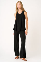 Black Rib Knit Tank and Pant Set