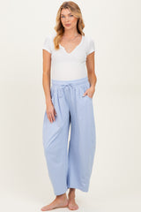 Light Blue Barrel Leg Terry Maternity Sweatpants