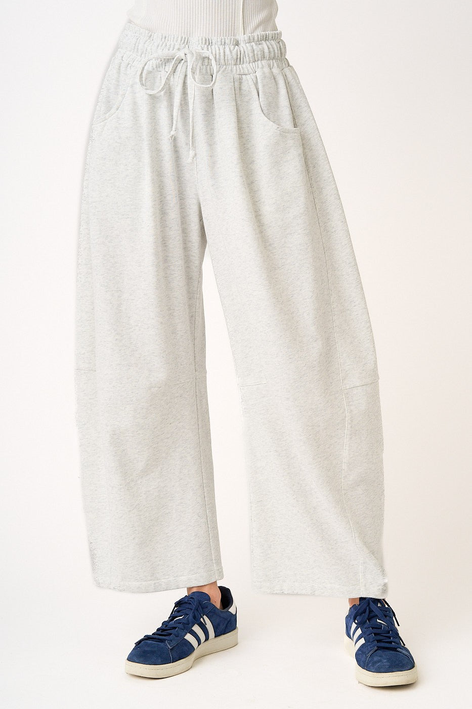 Ivory Barrel Leg Terry Sweatpants