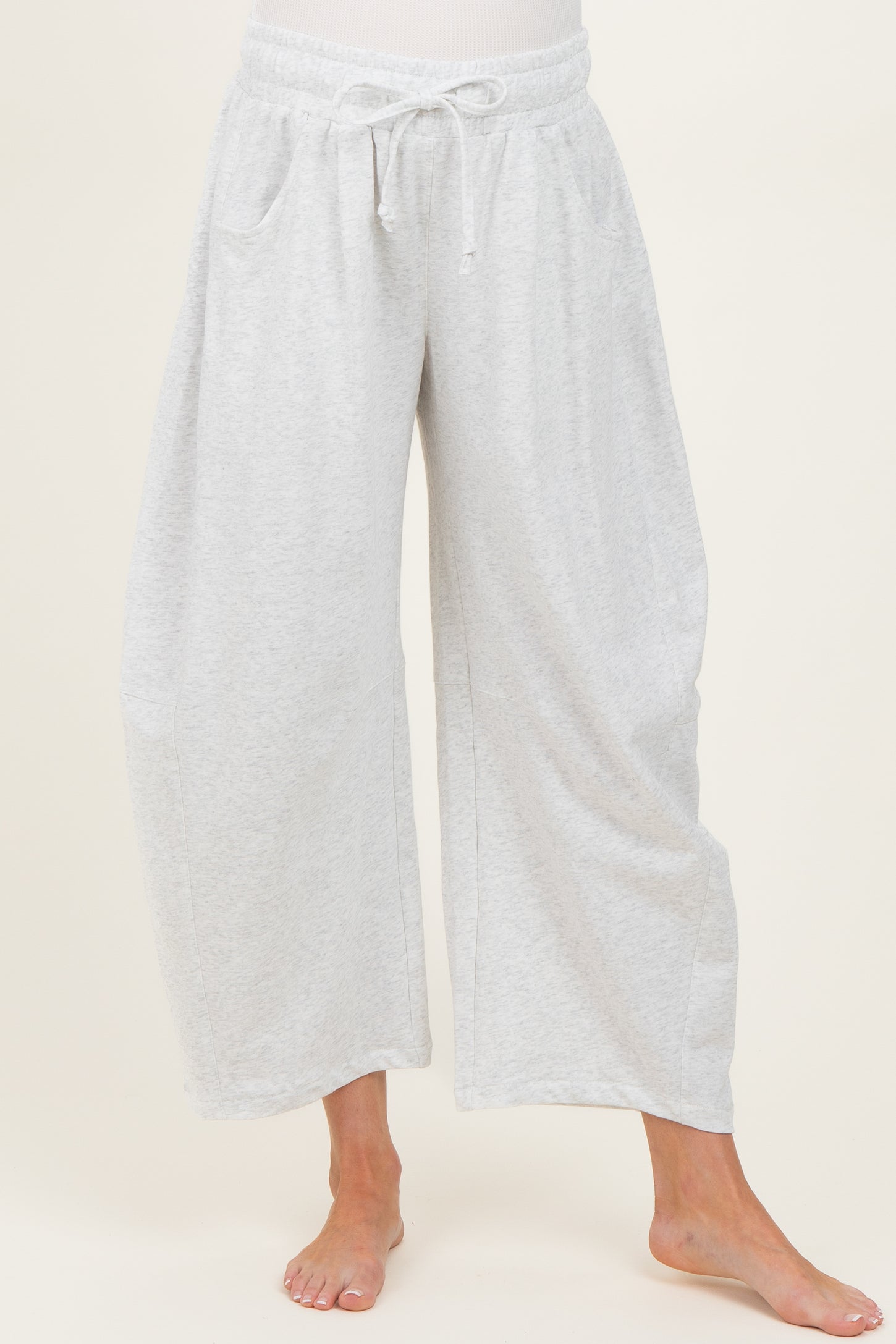 Ivory Barrel Leg Terry Maternity Sweatpants