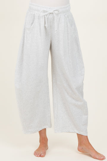 Ivory Barrel Leg Terry Maternity Sweatpants