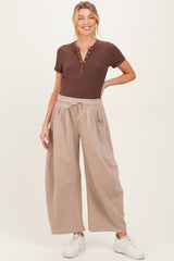 Taupe Barrel Leg Terry Maternity Sweatpants