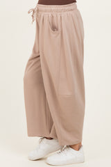 Taupe Barrel Leg Terry Maternity Sweatpants