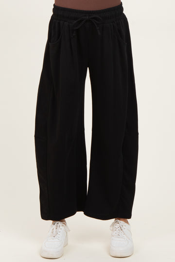 Black Barrel Leg Terry Maternity Sweatpants