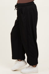 Black Barrel Leg Terry Maternity Sweatpants