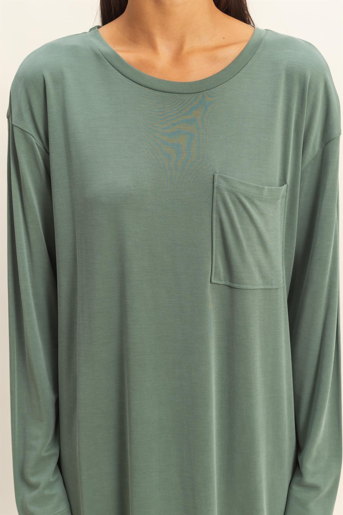 Light Olive Oversized Long Sleeve Midi Dress