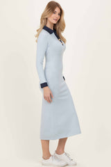 Light Blue Denim Trim Knit Dress