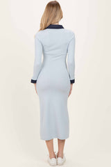 Light Blue Denim Trim Knit Dress