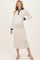 Cream Denim Trim Maternity Knit Dress