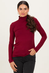 Wine Maternity Mock Neck Top