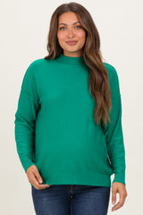 Green Mock Neck Exposed Seam Maternity Sweater