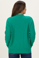 Green Mock Neck Exposed Seam Maternity Sweater