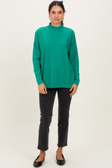 Green Mock Neck Exposed Seam Sweater