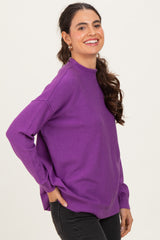 Violet Mock Neck Exposed Seam Sweater