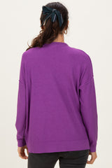 Violet Mock Neck Exposed Seam Sweater