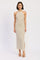 Cream Striped Halter Open Back Midi Dress