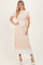 Beige Knit Pleated Sash Tie Midi Dress