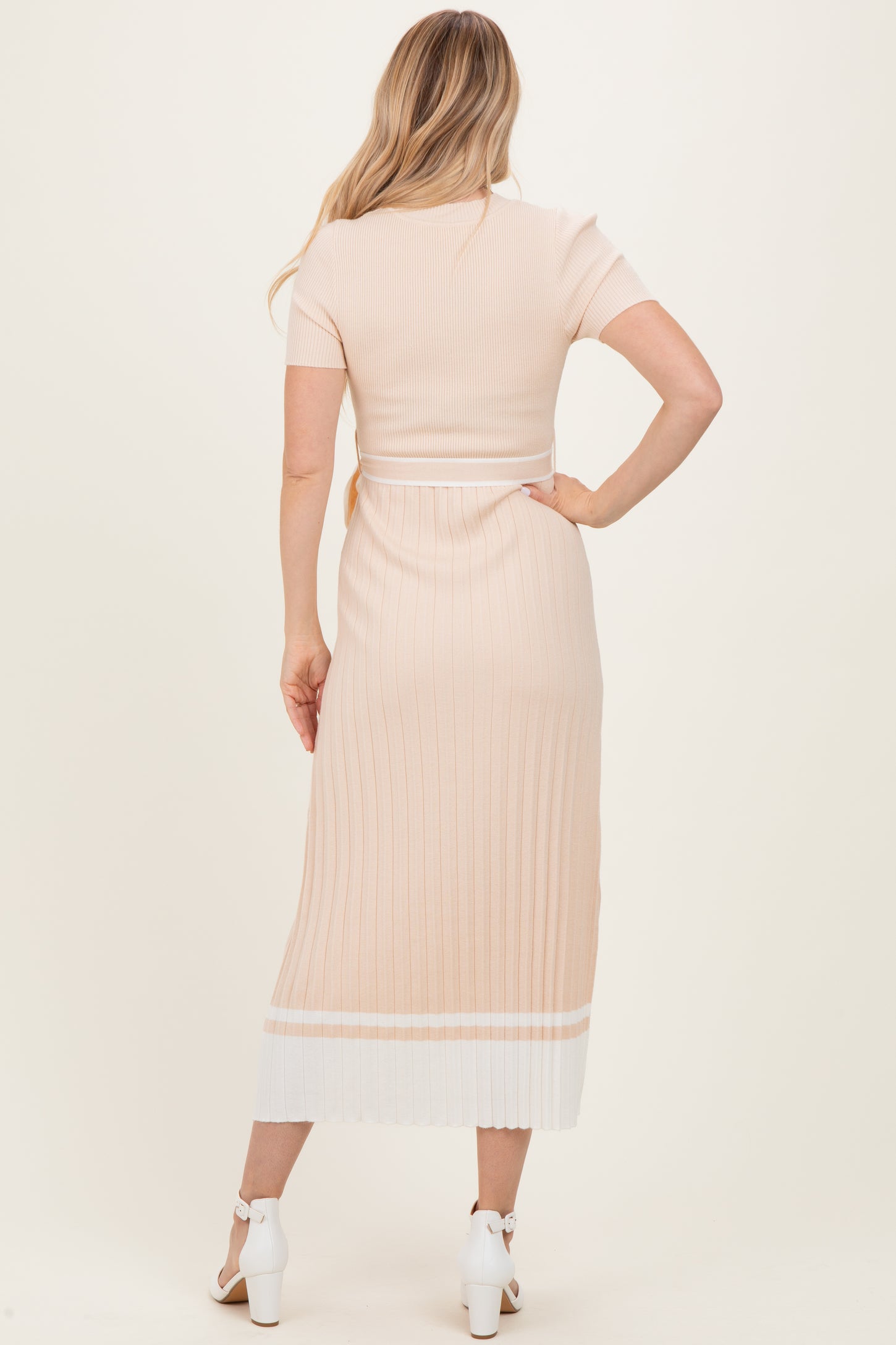 beige knit midi dress Cupshe Say Less Beige Midi Dress - Beige