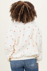 Cream Crew Neck Heart Print Maternity Sweatshirt