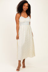 Cream Floral Contrast Trim Sleeveless Maxi Dress
