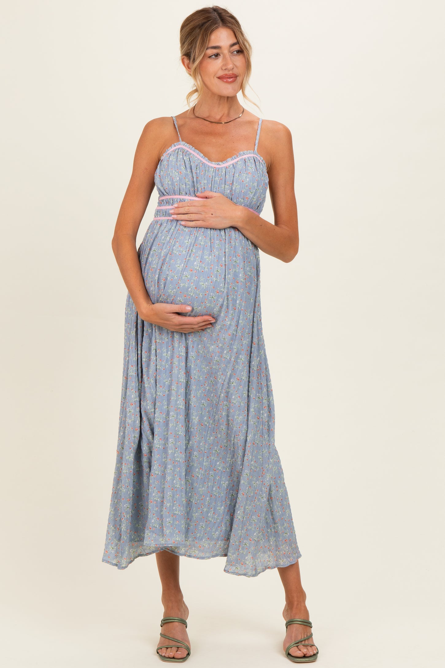 maternity sleeveless maxi dress Maternity Sleeveless Eyelet Maxi Dress