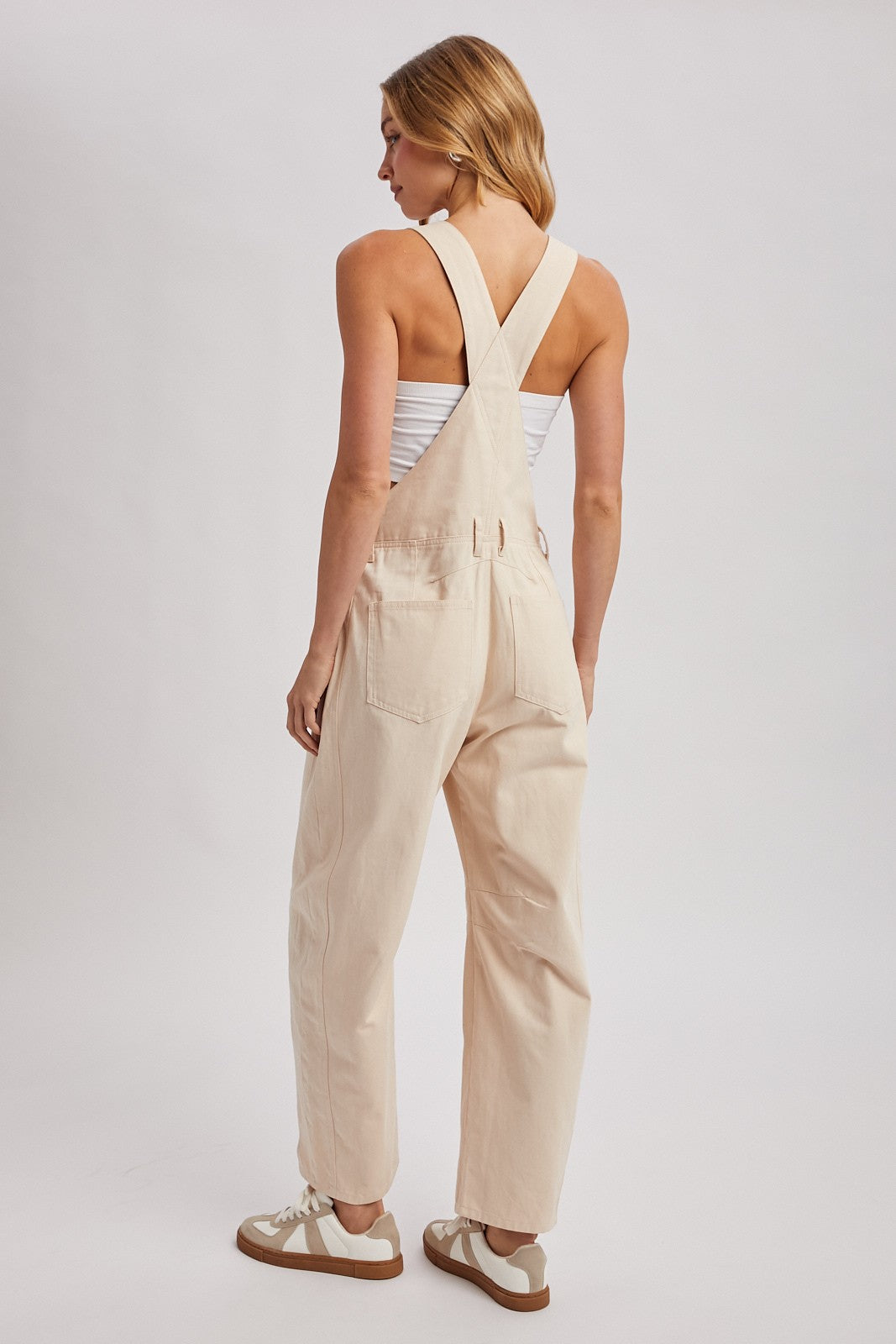 Ecru Barrel Leg Overalls