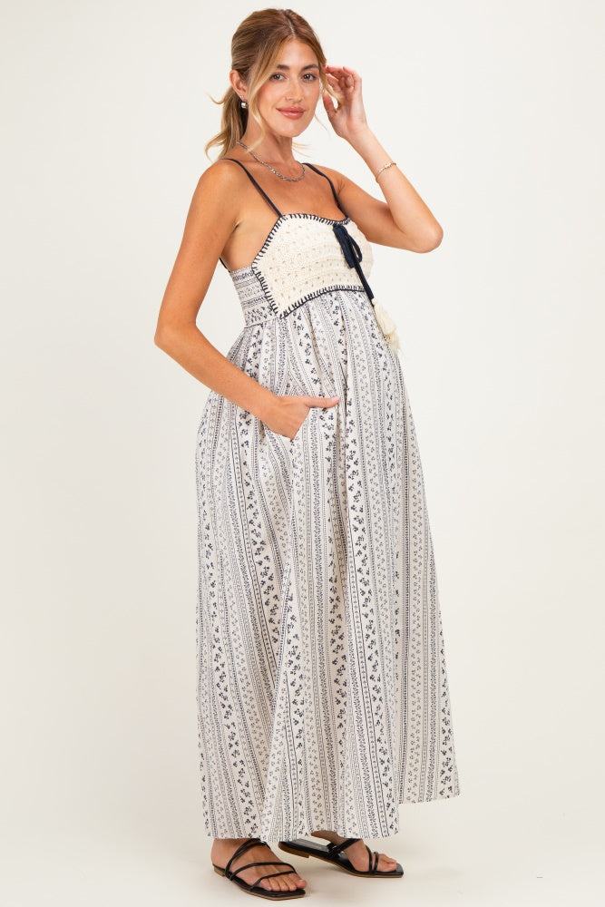 crochet maternity maxi dress Navy Bohemian Dream Crochet Cotton Maternity Maxi Dress – PinkBlush