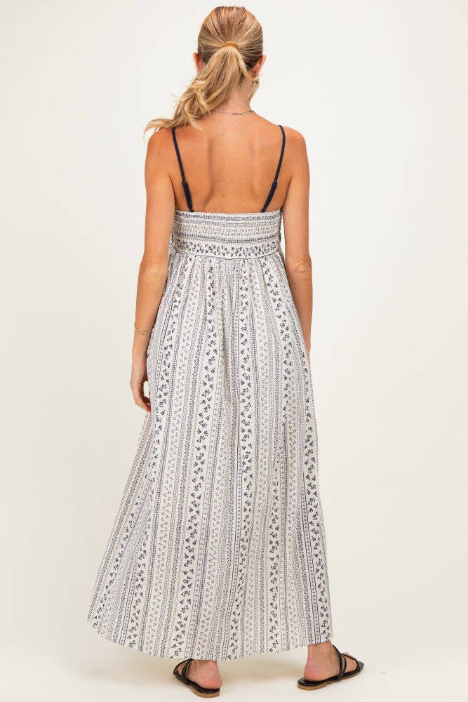 Navy Bohemian Dream Crochet Cotton Maternity Maxi Dress