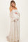 Orange Floral Lace Smocked Long Sleeve Off Shoulder Maternity Maxi Dress