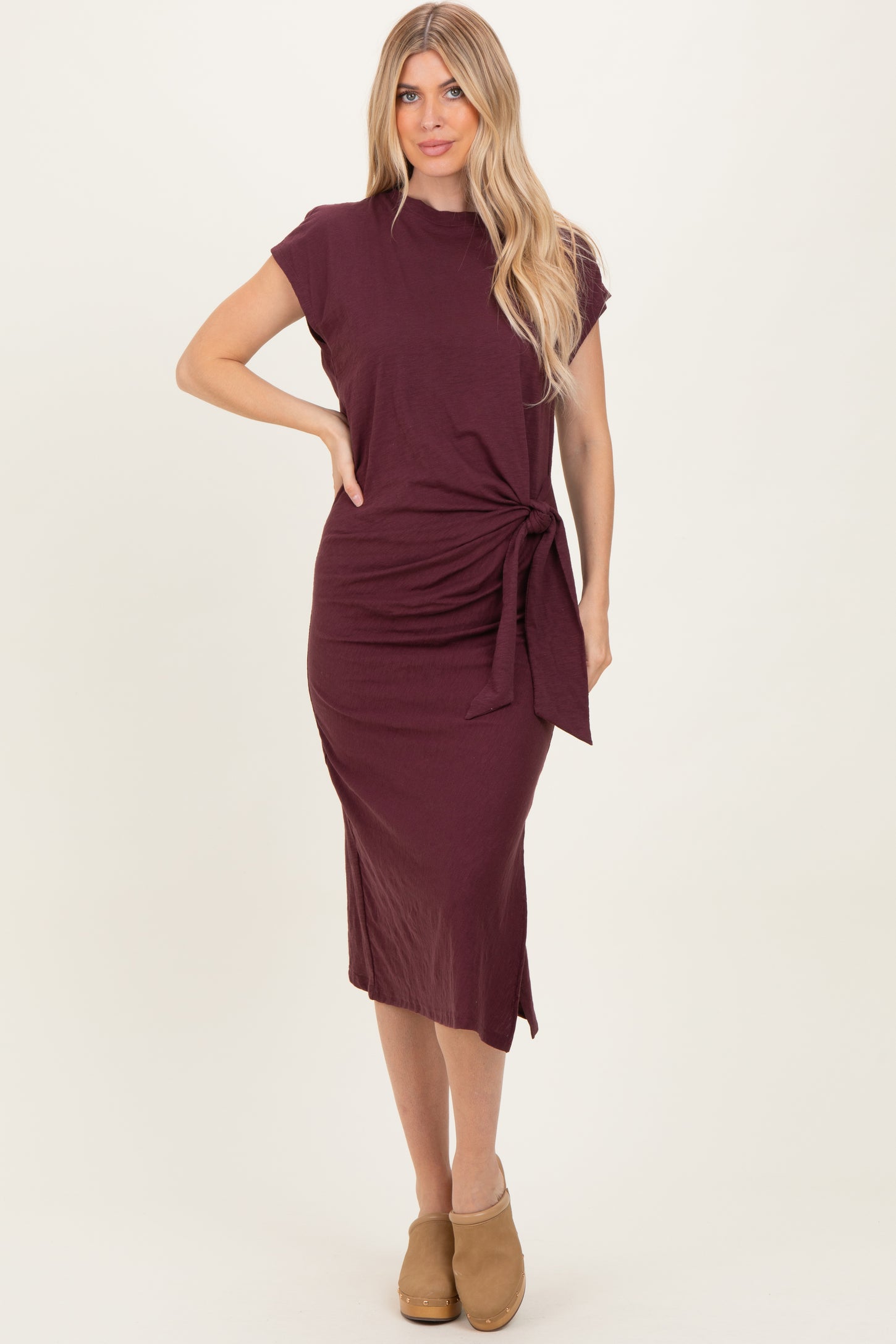 side tie dress midi Women's Stretch Cotton Jersey Side Tie Midi Dress in Chile, Size XS by Quince