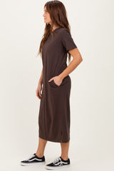 Dark Chocolate Cotton T-Shirt Midi Dress