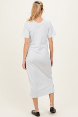 Heather Grey Cotton T-Shirt Maternity Midi Dress