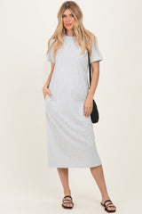 Heather Grey Cotton T-Shirt Maternity Midi Dress