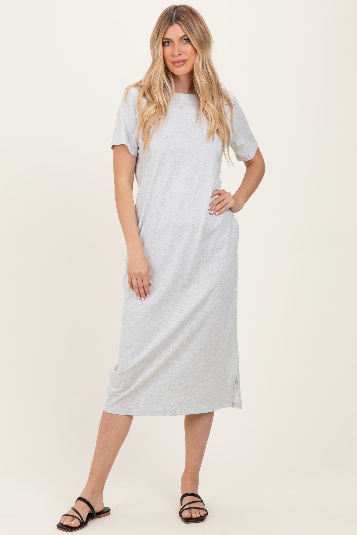 cotton t shirt dress midi NAADAM Lightweight Brushed Cotton T-Shirt Dress in Black