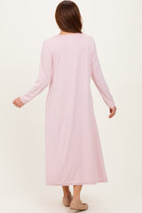 Blush Pink Relaxed Fit Long Sleeve Basic Dress
