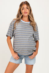 Light Blue Raw Hem Maternity Jean Shorts