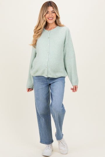 Light Blue Lightly Distressed Ankle Slim Maternity Wide Leg Jeans