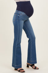 Blue Wide Hem Maternity Flare Jeans