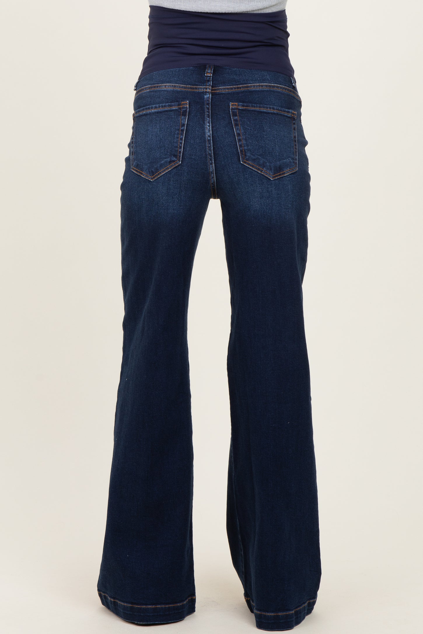 Navy Dark Wash Wide Leg Maternity Jeans