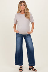 Navy Vintage Wash Maternity Wide Leg Jeans