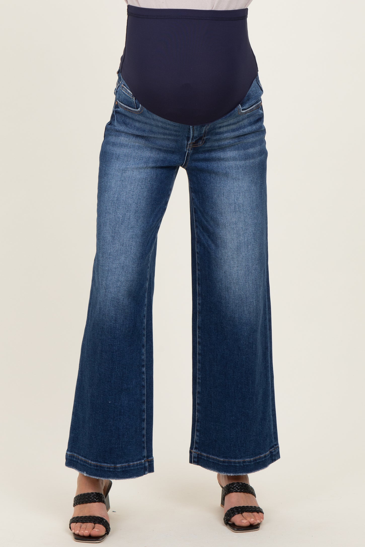 Navy Vintage Wash Maternity Wide Leg Jeans