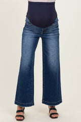 Navy Vintage Wash Maternity Wide Leg Jeans