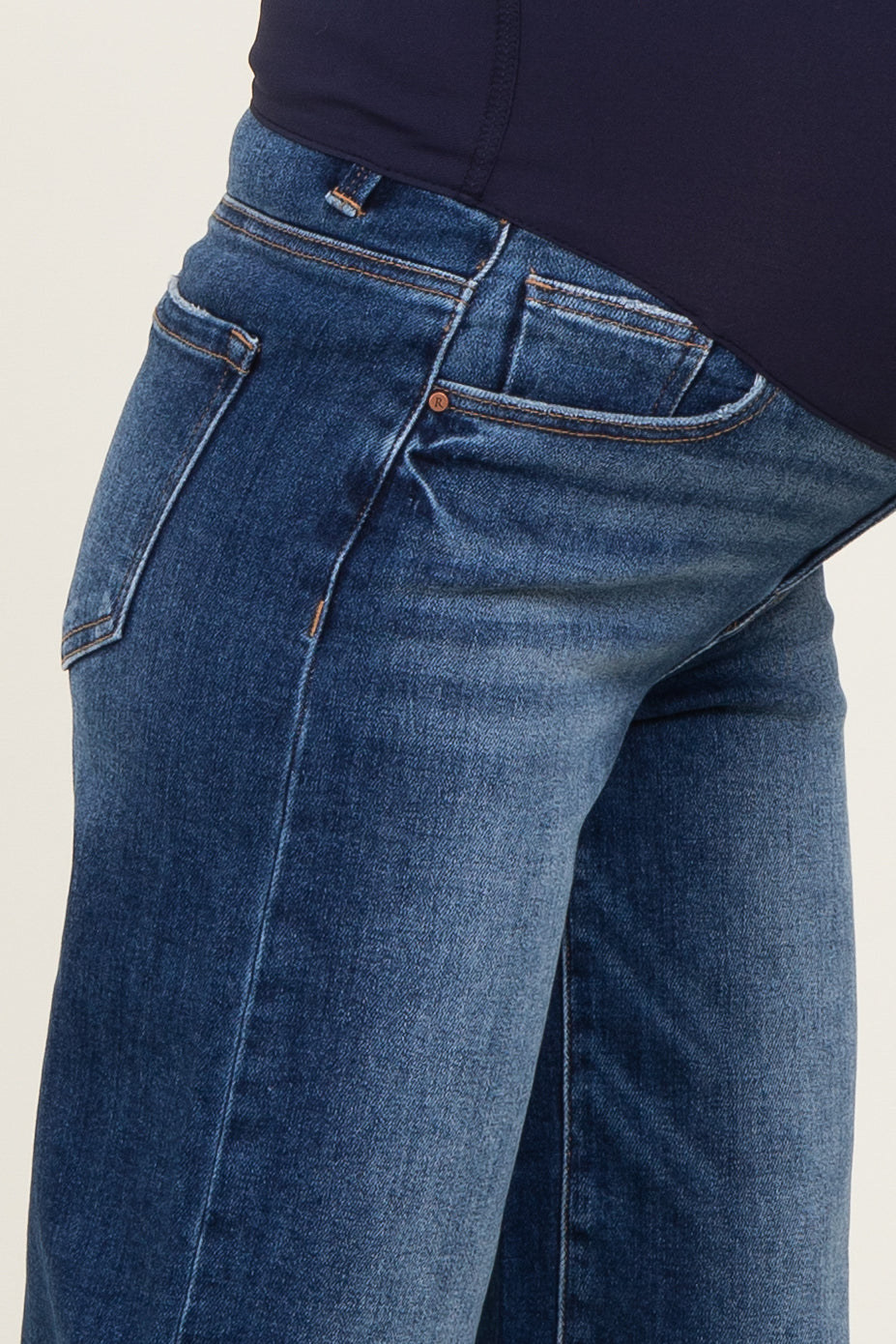 Navy Vintage Wash Maternity Wide Leg Jeans