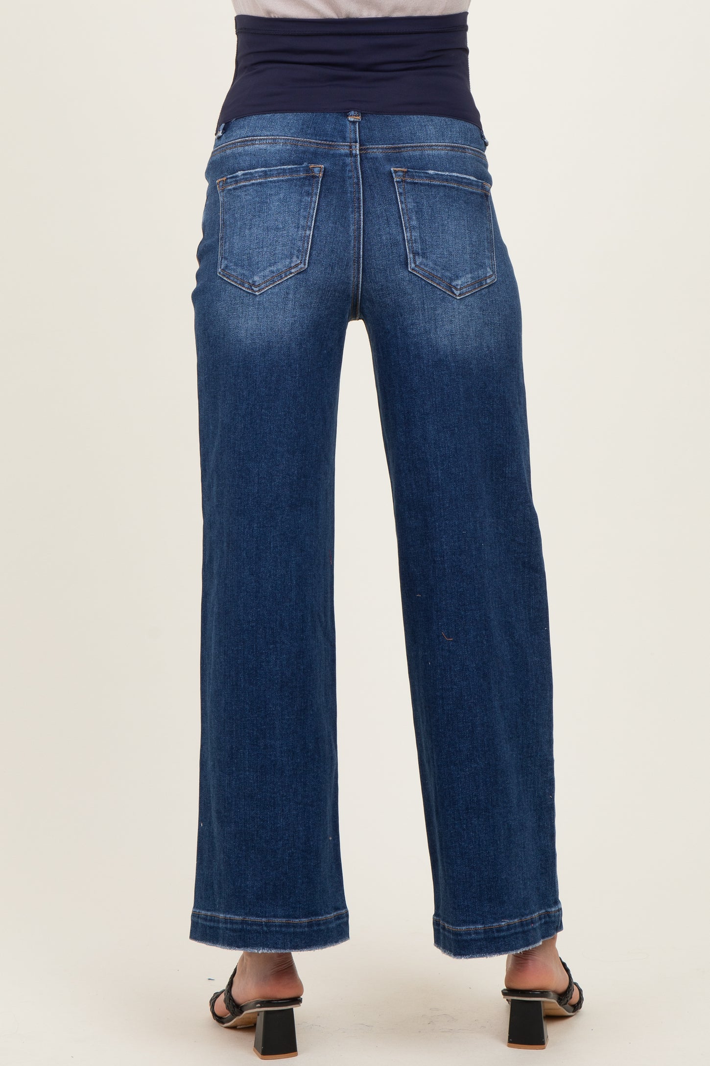 Navy Vintage Wash Maternity Wide Leg Jeans