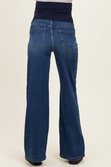 Navy Soft Wide Leg Maternity Jeans